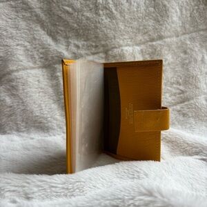 Vintage Buxton Oasis Leather Card Case Mustard Yellow Mini Wallet Made in Canada